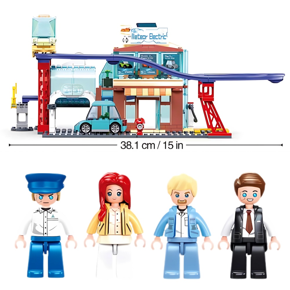 Sluban Building Set: Metropolis - Electric Bus & E-Car Store - 379 Pieces - Image 4