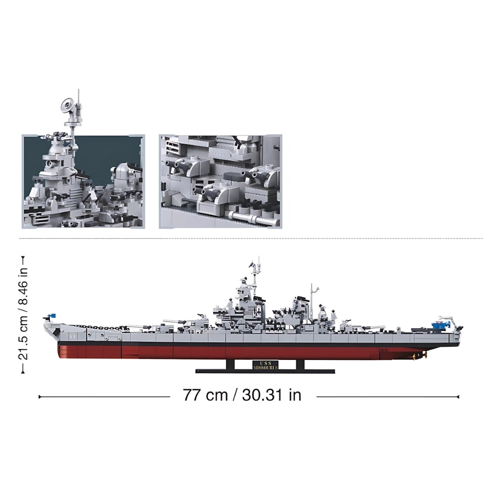 Sluban Building Set: Model Bricks - USS Missouri S Battleship - 1739 Pieces - Image 6