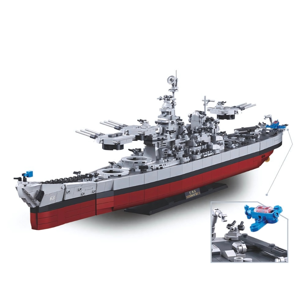 Sluban Building Set: Model Bricks - USS Missouri S Battleship - 1739 Pieces - Image 2