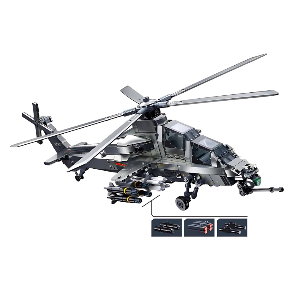 Sluban Building Set: Model Bricks - WZ-10S Helicopter - 914 Pieces - Image 3