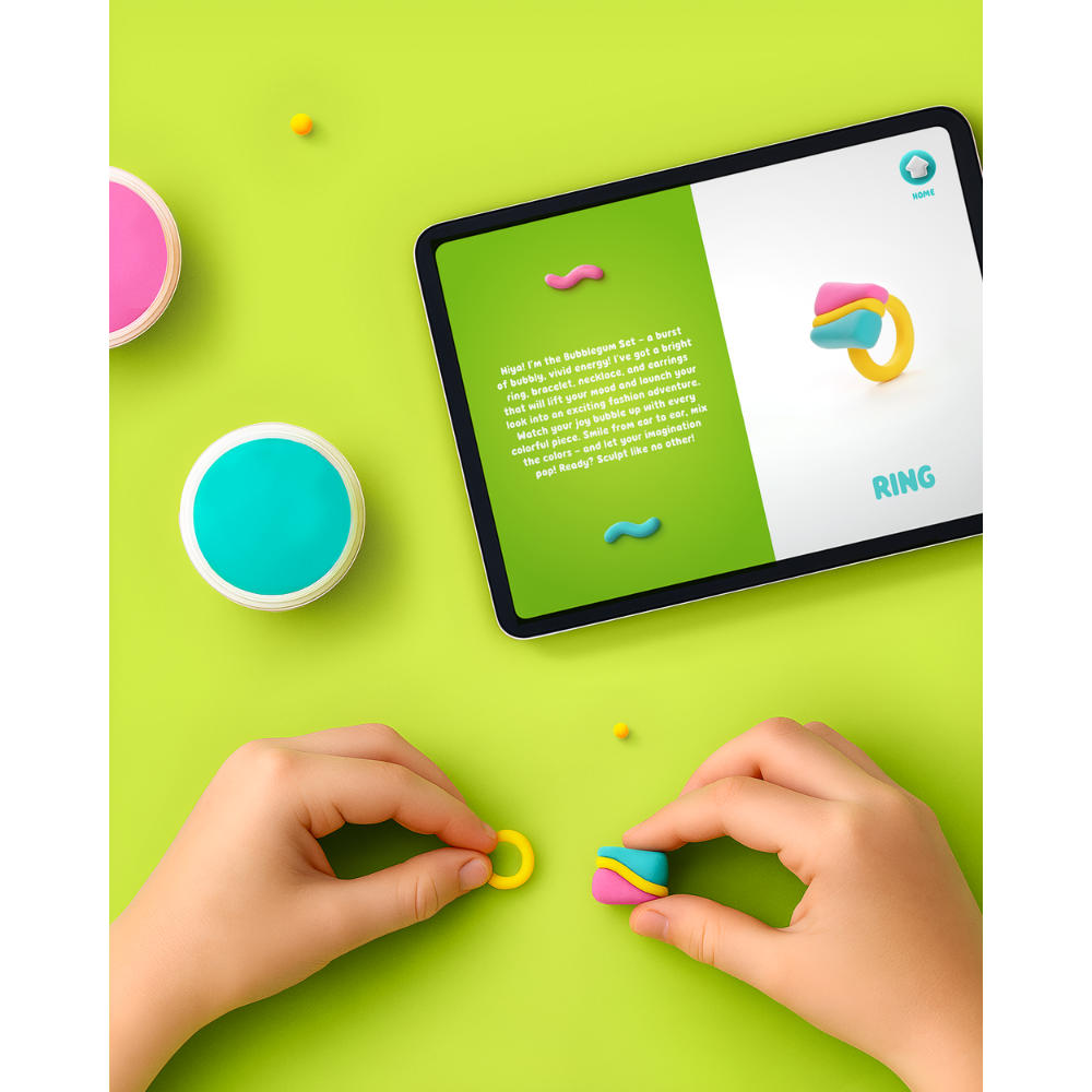 Hey Clay - Modelling Air-Dry Clay with Fun Interactive App - Vivid Accessories, series Bijou, 8 cans - Image 6