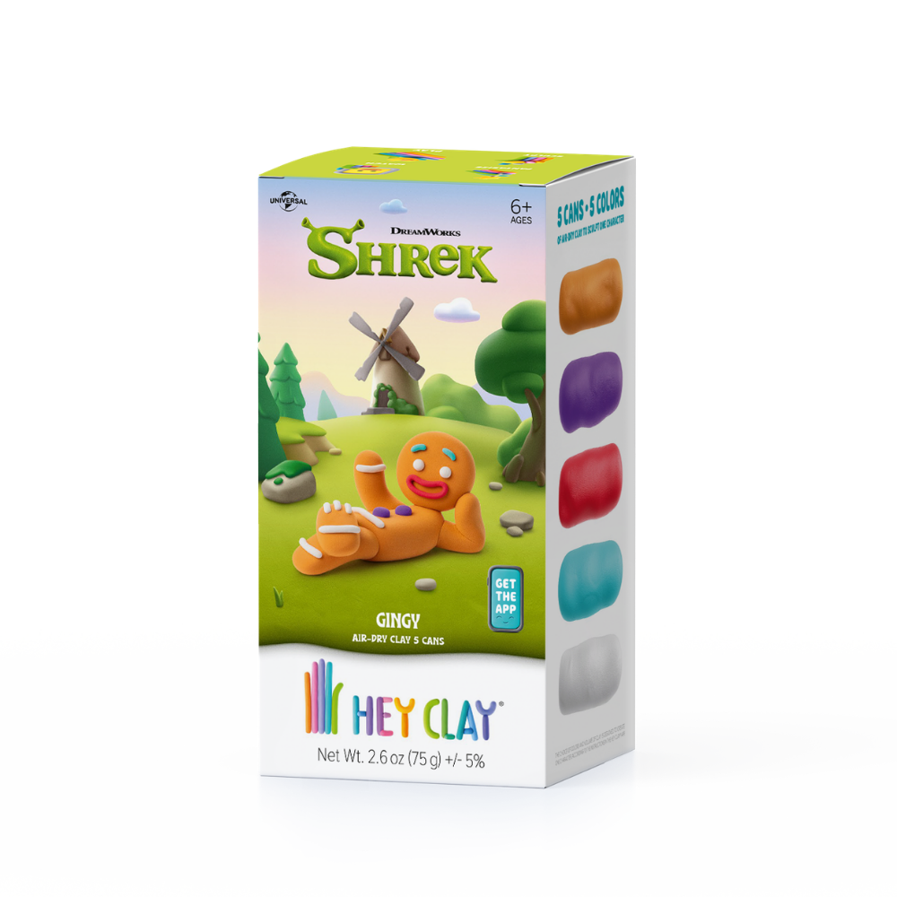 Hey Clay - Modelling Air-Dry Clay with Fun Interactive App - Gingy, Series Shrek, 5 cans - Image 4