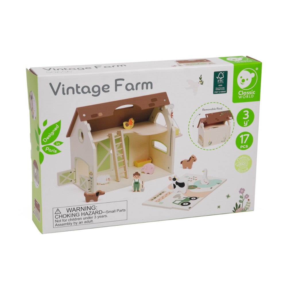 Classic World - Pretend & Play - Vintage Farm Dollhouse - Image 2