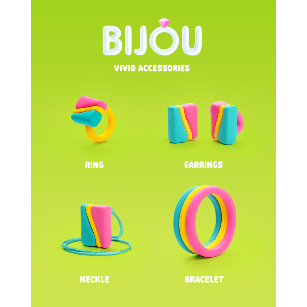 Hey Clay - Modelling Air-Dry Clay with Fun Interactive App - Vivid Accessories, series Bijou, 8 cans - Image 7
