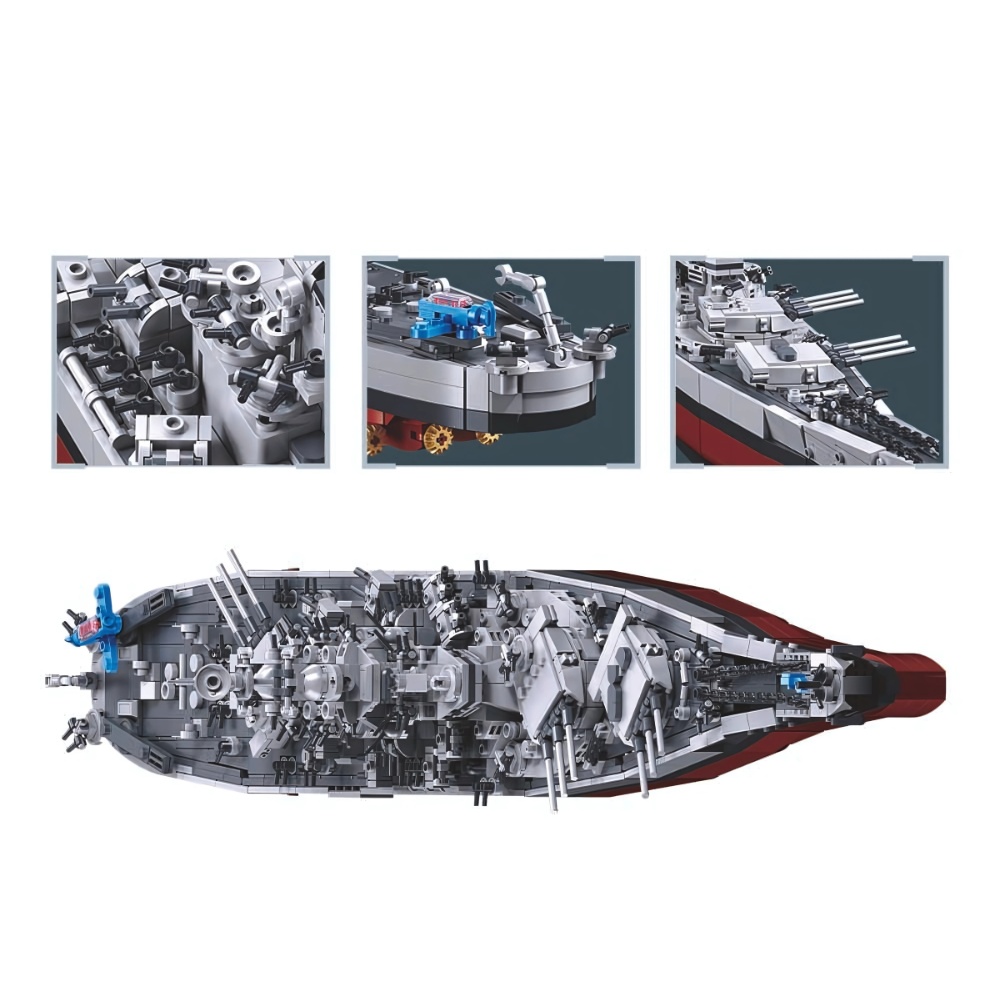 Sluban Building Set: Model Bricks - USS Missouri S Battleship - 1739 Pieces - Image 4