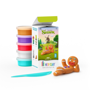 Hey Clay - Modelling Air-Dry Clay with Fun Interactive App - Gingy, Series Shrek, 5 cans