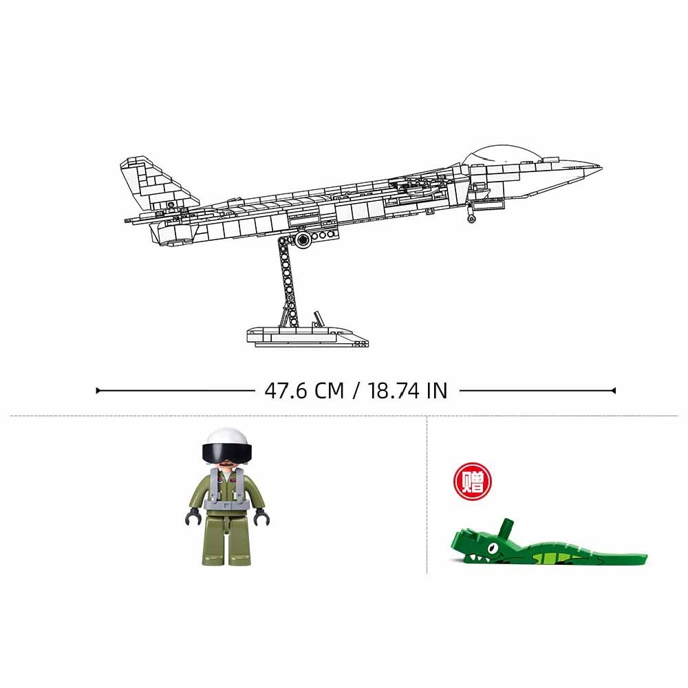 Sluban Building Set: Model Bricks - J20 Stealth Aircraft 1/44 - 1007pcs - Image 5
