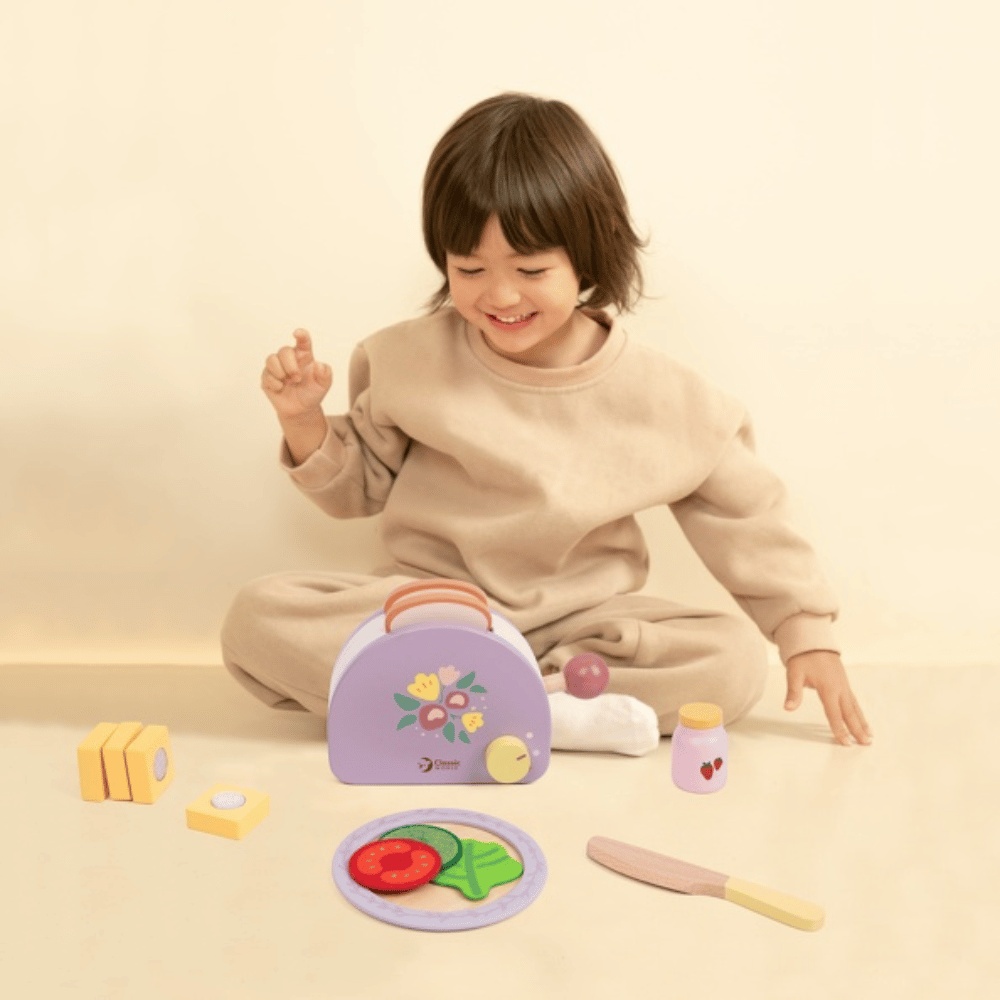 Classic World - Pretend & Play - Wooden Toaster Breakfast Set - 13pcs - Image 3