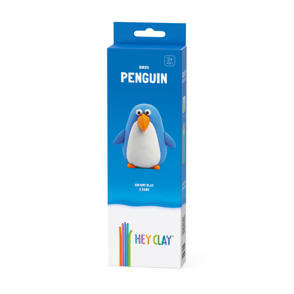 Hey Clay - Modelling Air-Dry Clay with Fun Interactive App - Penguin, series Birds, 3 cans - Image 5