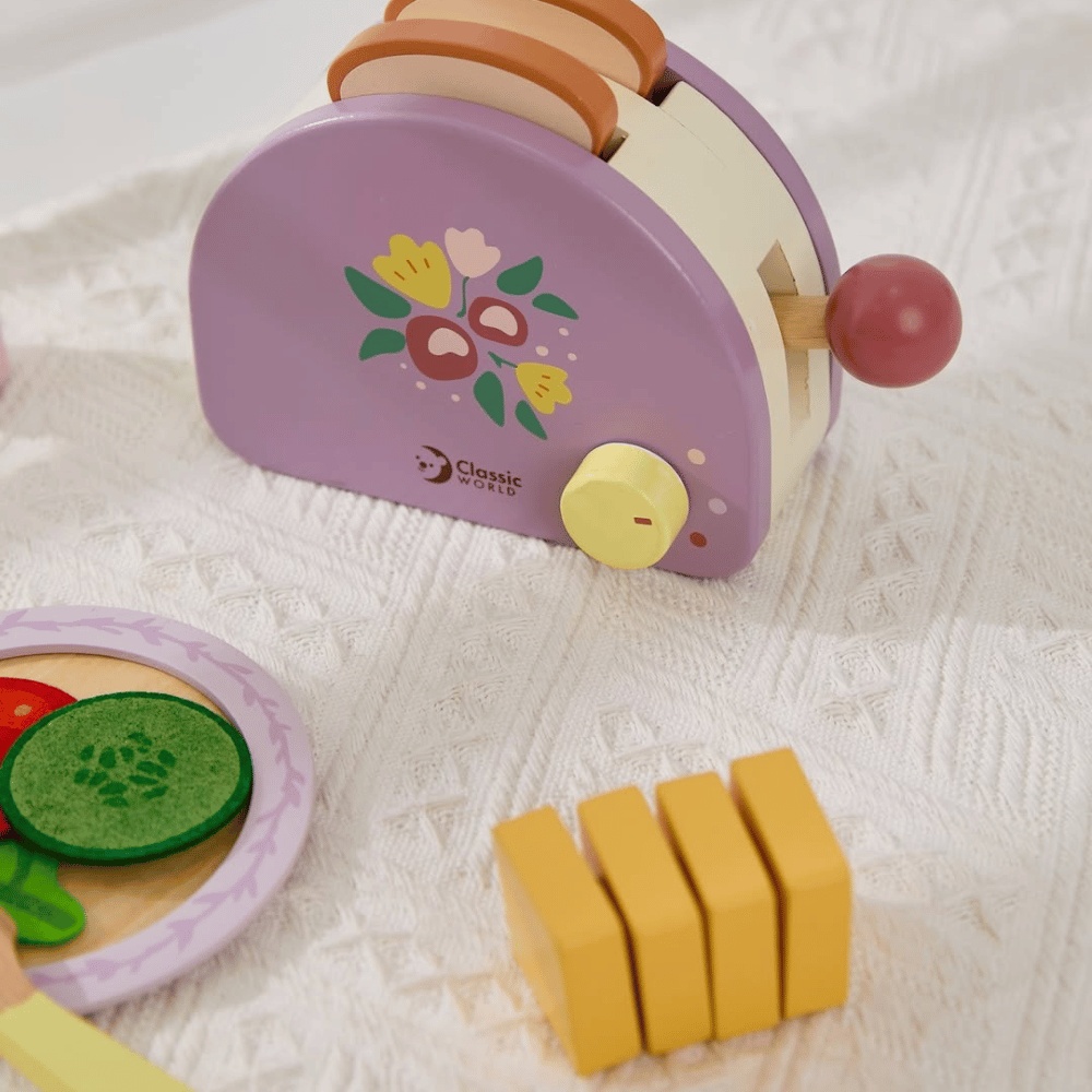 Classic World - Pretend & Play - Wooden Toaster Breakfast Set - 13pcs - Image 7