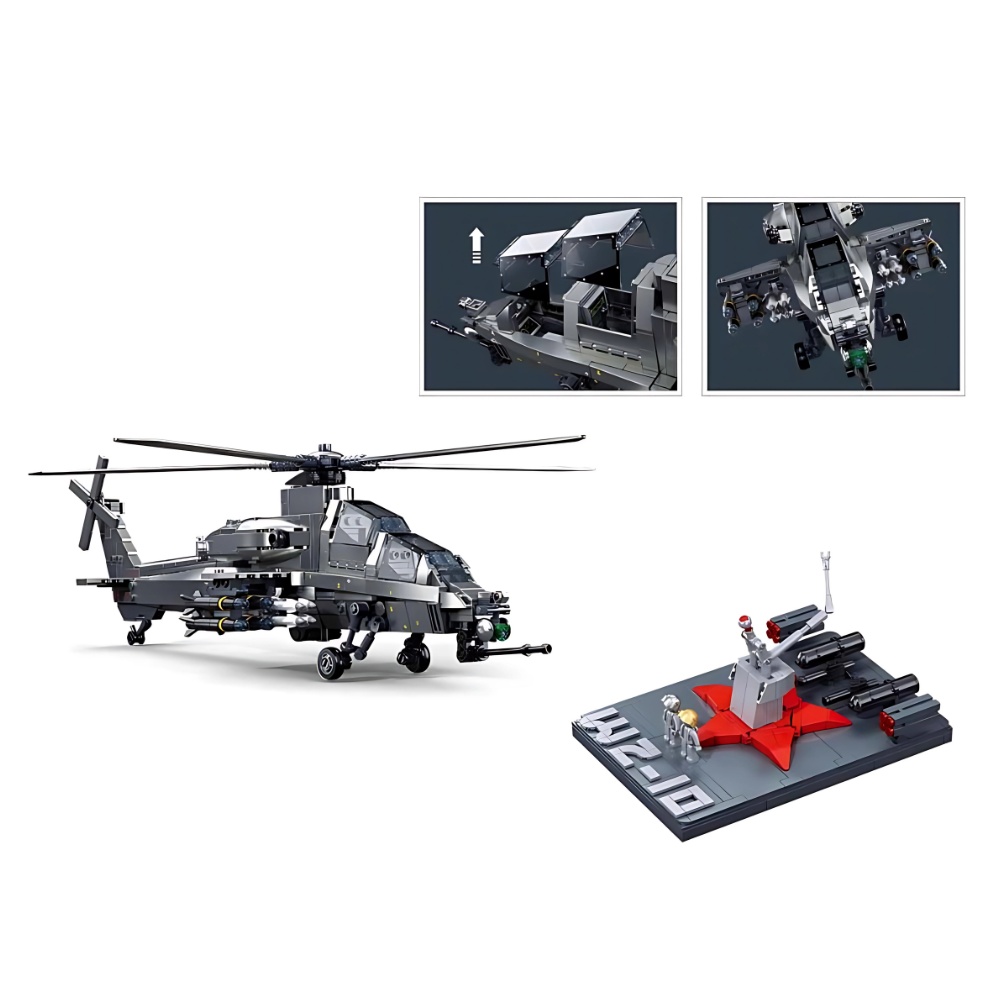 Sluban Building Set: Model Bricks - WZ-10S Helicopter - 914 Pieces - Image 5