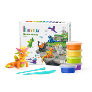 Hey Clay - Modelling Air-Dry Clay with Fun Interactive App - Dragon Island, 15 cans
