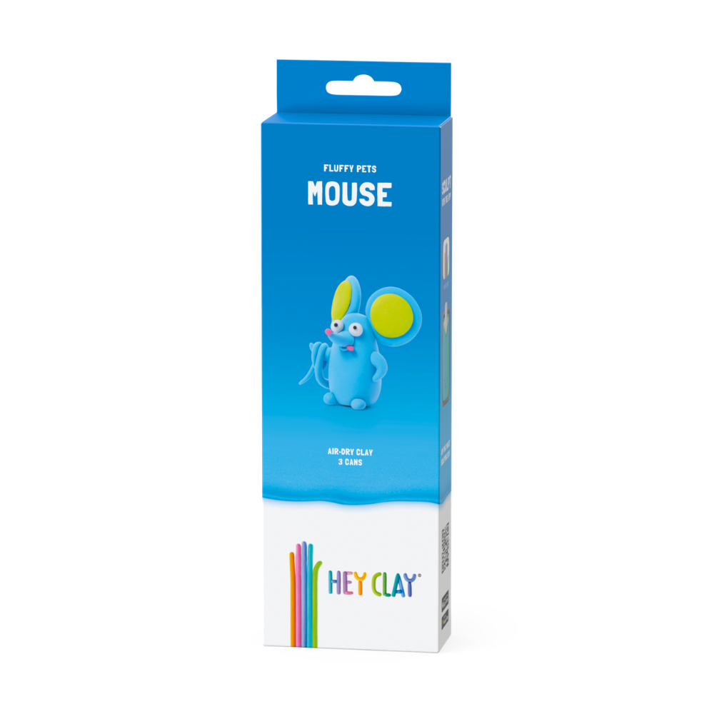 Hey Clay - Modelling Air-Dry Clay with Fun Interactive App - Mouse, series Fluffy Pets, 3 cans - Image 5