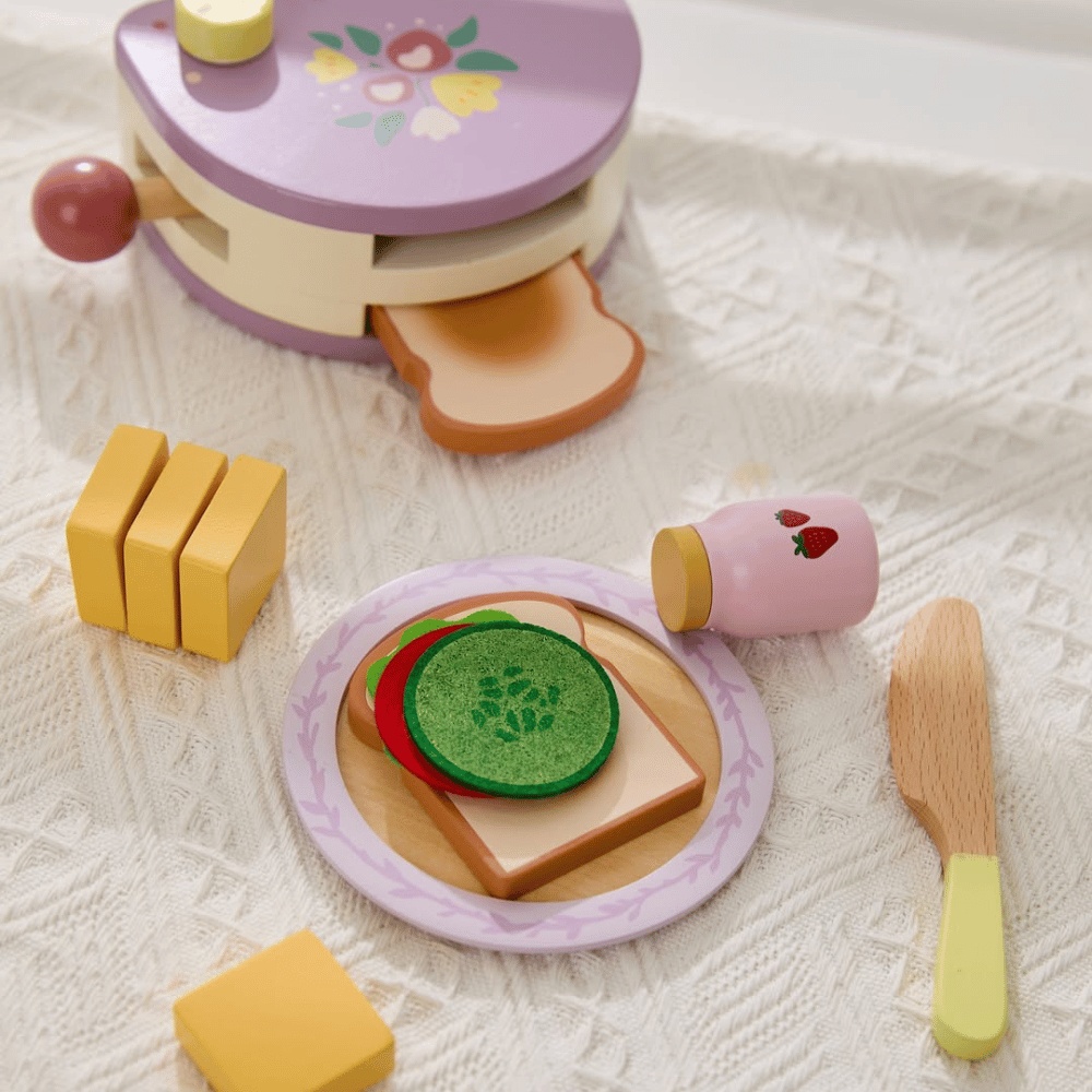 Classic World - Pretend & Play - Wooden Toaster Breakfast Set - 13pcs - Image 6