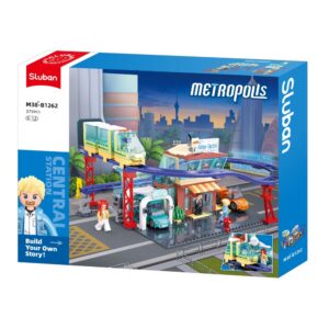 Sluban Building Set: Metropolis - Electric Bus & E-Car Store - 379 Pieces