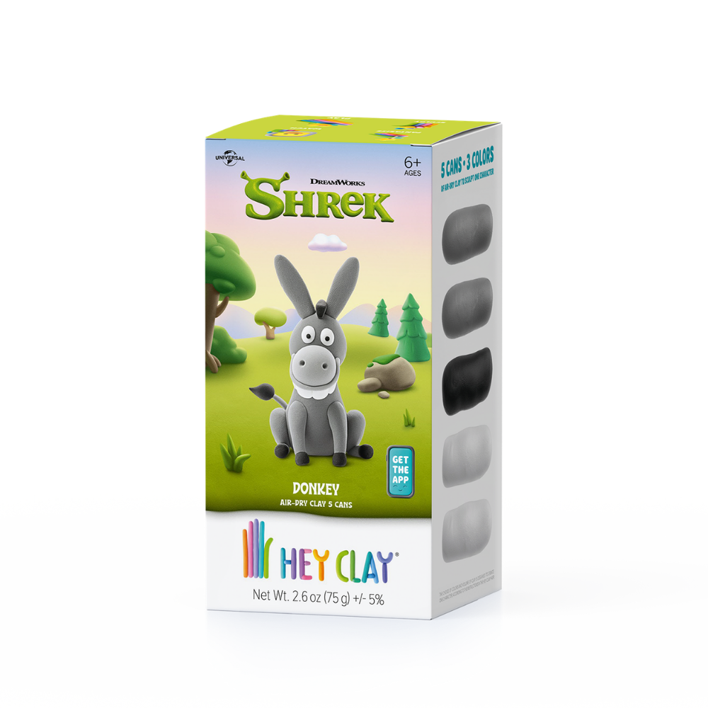 Hey Clay - Modelling Air-Dry Clay with Fun Interactive App - Donkey, Series Shrek, 5 cans - Image 4