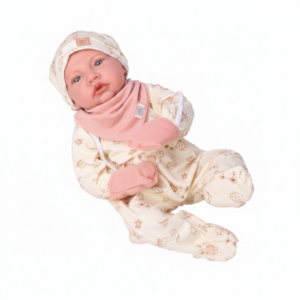 Baby Doll with Soft Body, 12 Sounds, Cream Animal Print Sleepsuit - 40cm