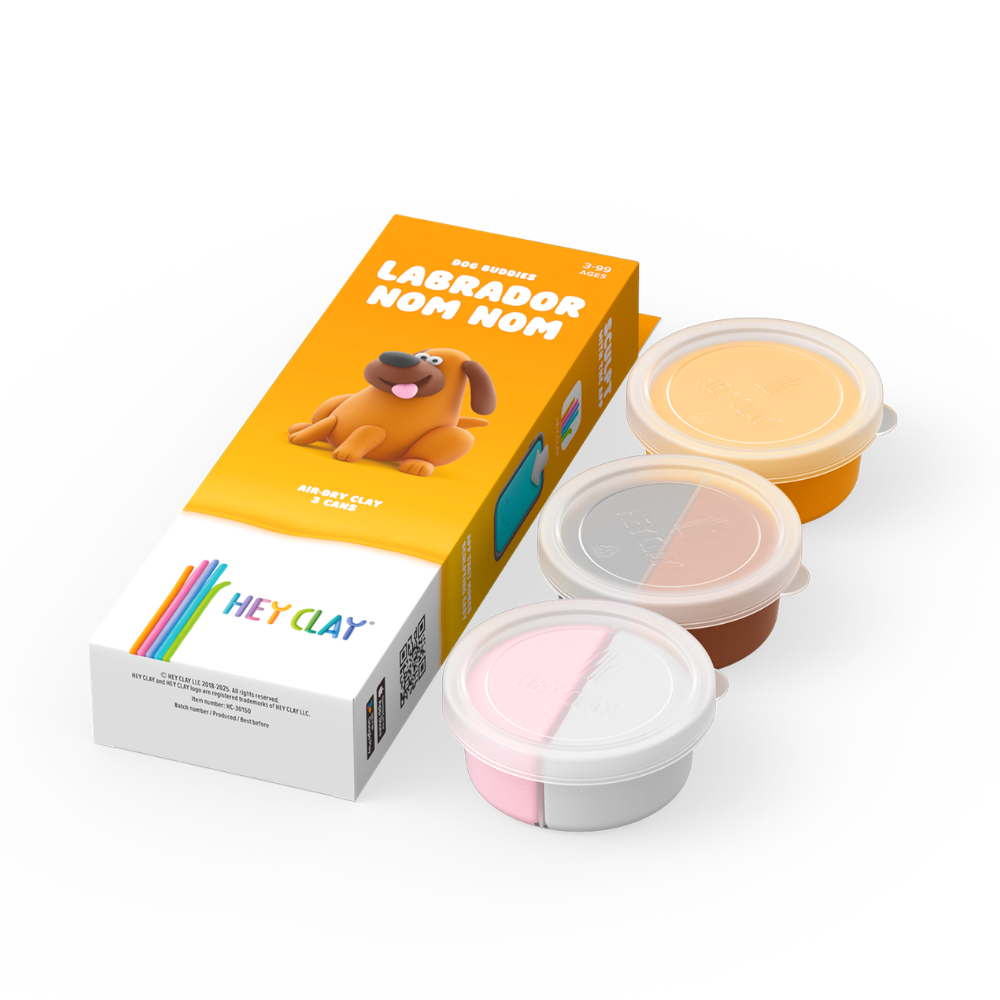 Hey Clay - Modelling Air-Dry Clay with Fun Interactive App - Labrador Nom Nom, Series Dog Buddies, 3 cans - Image 4
