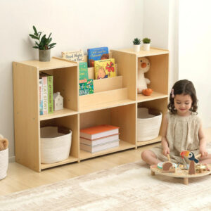 TookyToy - Montessori Bookshelf and Toy Storage Organizer with Book Rack