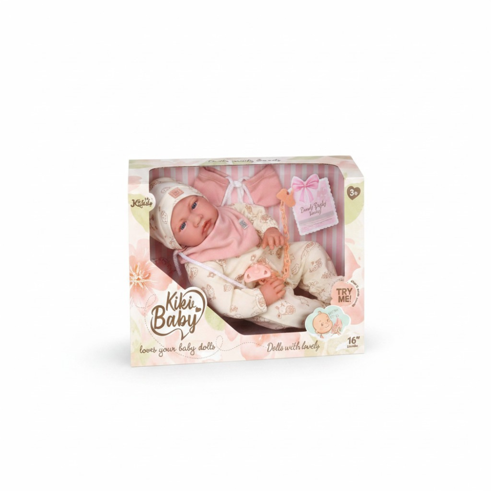 Baby Doll with Soft Body, 12 Sounds, Cream Animal Print Sleepsuit - 40cm - Image 3
