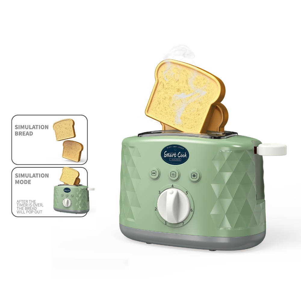 Pretend & Play Pop-Up Toaster Set with Timer - Green - Image 2