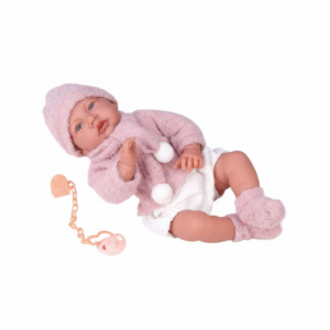 Baby Doll w Soft Body, 12 Sounds, Cushion and Pink Fluffy Knit Outfit -40cm