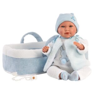 Llorens - Baby Boy Doll with Crying Mechanism & Baby Carrier: Mimo - 42cm