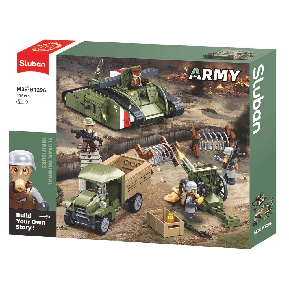 Sluban Building Set: Army - WWI Mark V Tank Offensive - 516 Pieces
