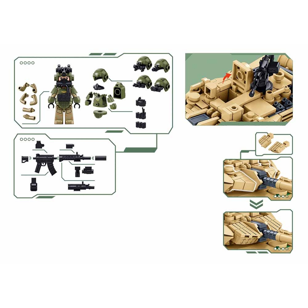 Sluban Building Set: Army - Type 15 Light Tank 1/45 Scale - 411pcs - Image 4