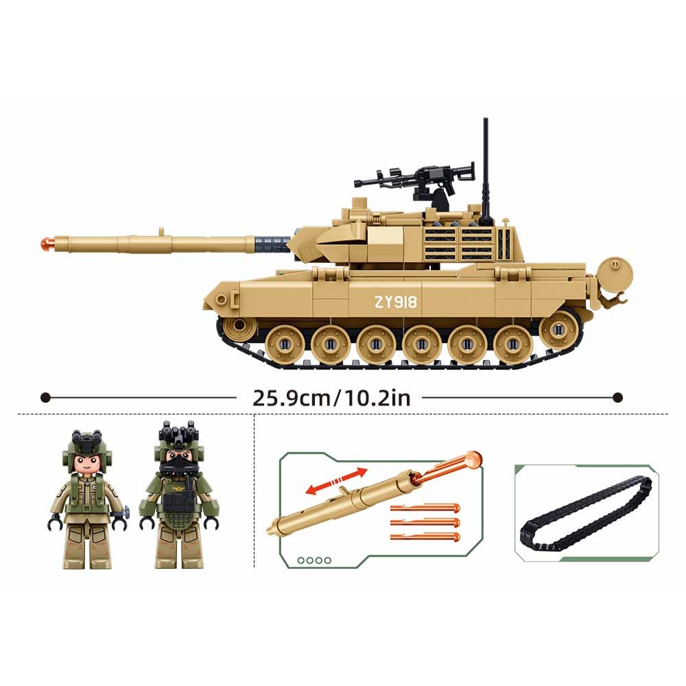 Sluban Building Set: Army - Type 15 Light Tank 1/45 Scale - 411pcs - Image 5
