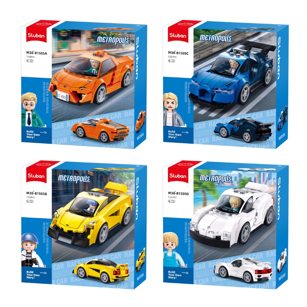 Sluban Building Set: Metropolis - Sports Cars Collection - 4 Types - Image 6