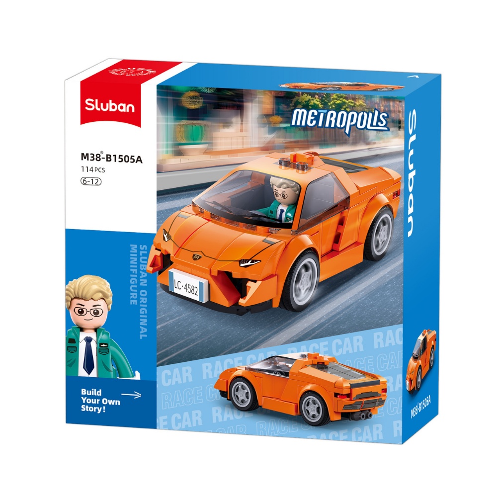 Sluban Building Set: Metropolis - Sports Car (Orange) - 114pcs