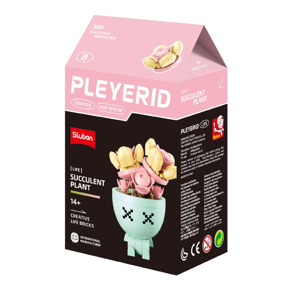 Sluban Building Set: Pleyerid - Succulent Collection - Rosette Succulent (Mint Pot) - 101pcs - Image 3