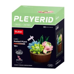 Sluban Building Set: Pleyerid - Potted Succulent Garden - Mixed Succulents (Blue, Green & Pink) - 181pcs