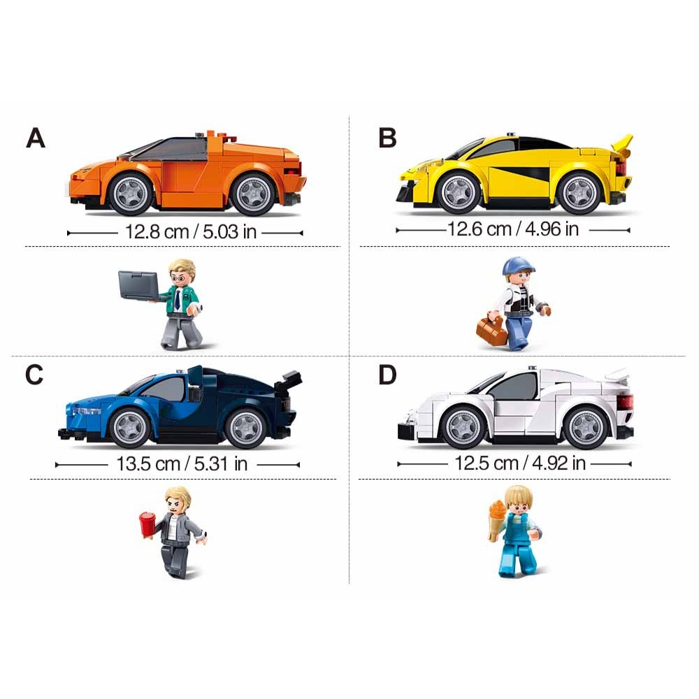 Sluban Building Set: Metropolis - Sports Cars Collection - 4 Types - Image 5