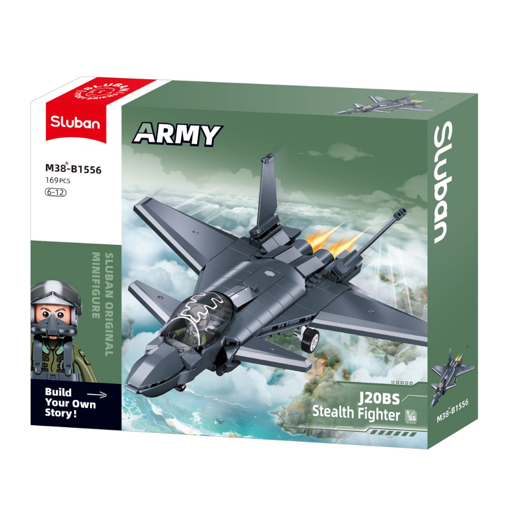 Sluban Building Set: Army - J-20BS Stealth Fighter Jet 1/60 Scale - 169pcs
