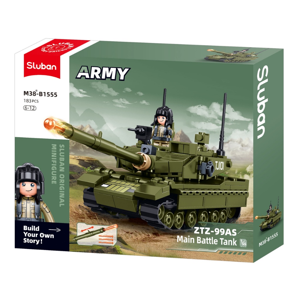 Sluban Building Set: Army - ZTZ-99AS Main Battle Tank 1/55 Scale - 183pcs
