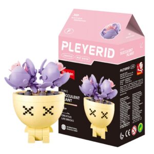 Sluban Building Set: Pleyerid - Succulent Collection - Purple Echeveria (Yellow Pot) - 84pcs