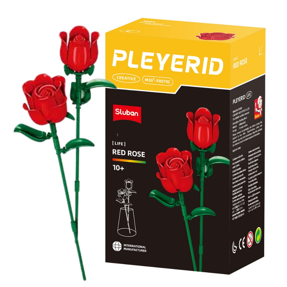 Sluban Building Set: Pleyerid - Flower Collection - Red Rose - 69pcs