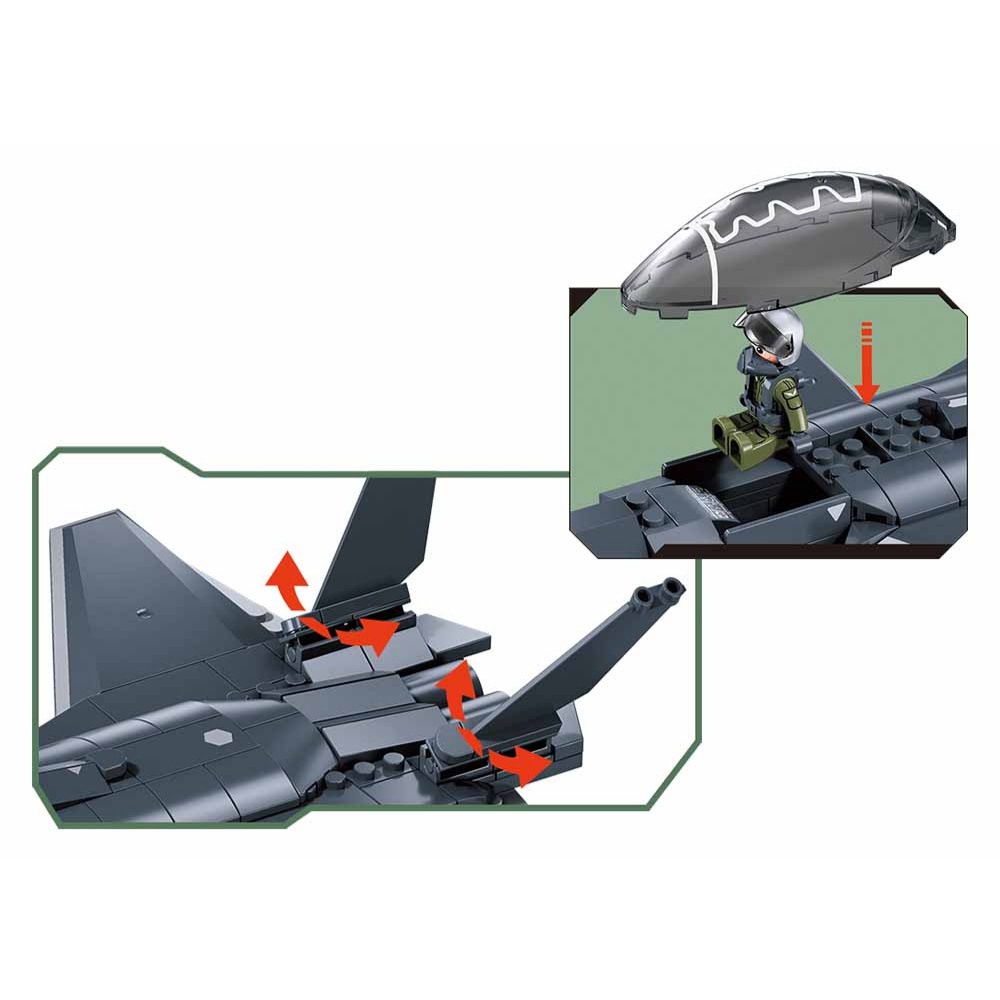 Sluban Building Set: Army - J-20BS Stealth Fighter Jet 1/60 Scale - 169pcs - Image 4