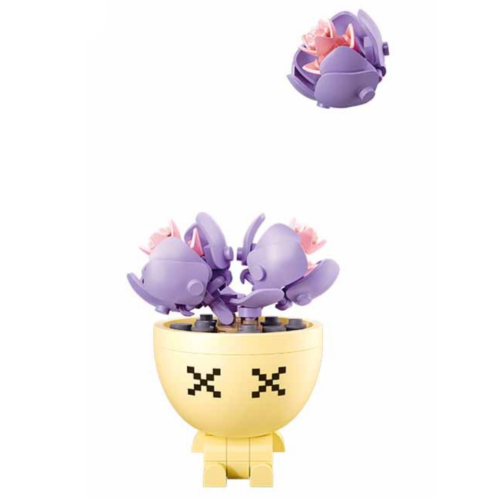 Sluban Building Set: Pleyerid - Succulent Collection - Purple Echeveria (Yellow Pot) - 84pcs - Image 2