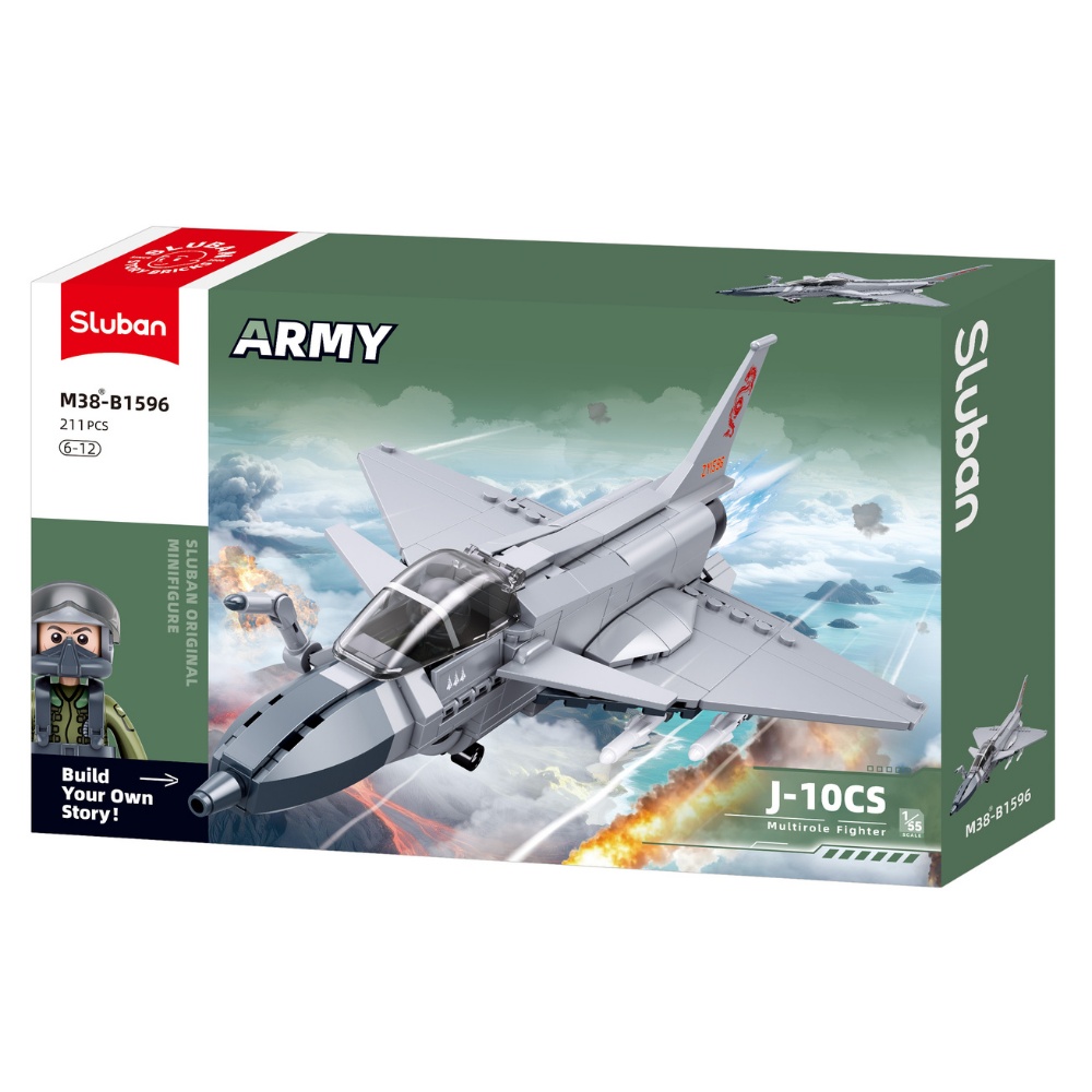 Sluban Building Set: Army - J-10CS Multirole Fighter Jet 1/55 Scale - 211pcs