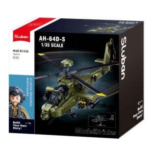 Sluban Building Set: ModelBricks - 1/44 Scale AH-64D Apache Attack Helicopter - 728pcs